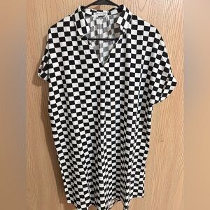 Black and White Checkered t shirt Dress